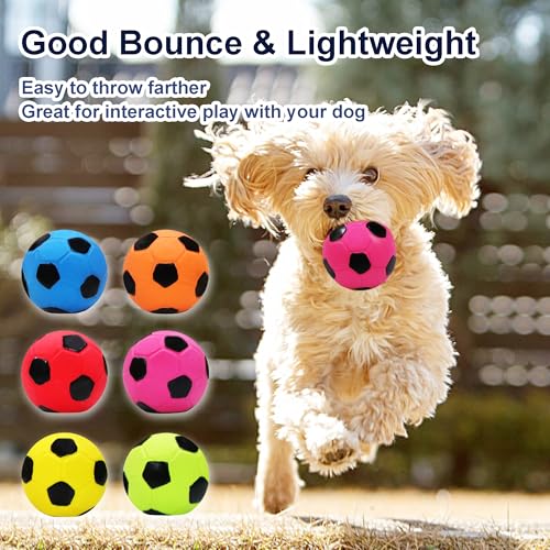2.6'' Latex Squeaky Dog Soccer Ball Toys - Football for Small to Large Dogs, Vibrant Colors - 6 Pcs/Set - size: 2.6''