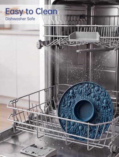 ZooZoo 2-in-1 Dog Lick Mat & Slow Feeder Bowl, Silicone Suction Cups, Blue