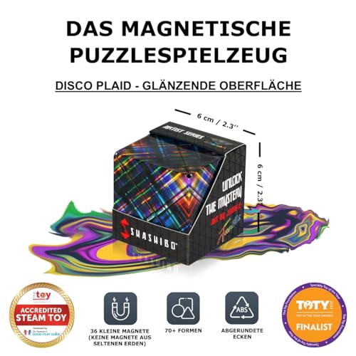 Shashibo DODECA Magnetic Puzzle Cube, Stress Relief Fidget Toy - color: Disco Plaid, size: DODECA