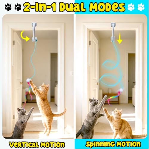 Automatic Interactive Cat Toy for Indoor Cats, Doorway Cat Kittens Toys - color: Grey