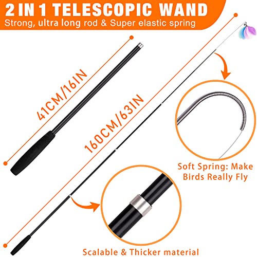 JXFUKAL Cat Toys- 2 in 1 Spring Cat Wand Toy with 2PCS Ultra-Long Cat Teaser, 4PCS Spring Steel Wire & 5PCS Feather Refills for Kitty Kitten Indoor Cats Accessories - color: CAT WAND TOY SET