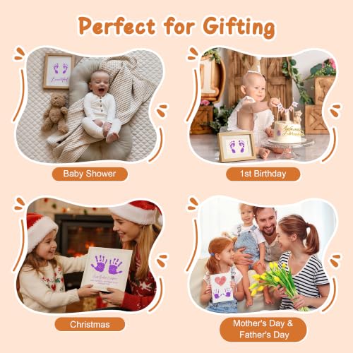 Baby Hand and Footprint Paint with Sponge Head, 2.54 fl oz, Non-Toxic & Acid-Free, Washable Baby Safe Paint for Newborn Keepsakes, Dog Nose & Paw Prints, Ideal New Mom Gift - Purple - color: Purple
