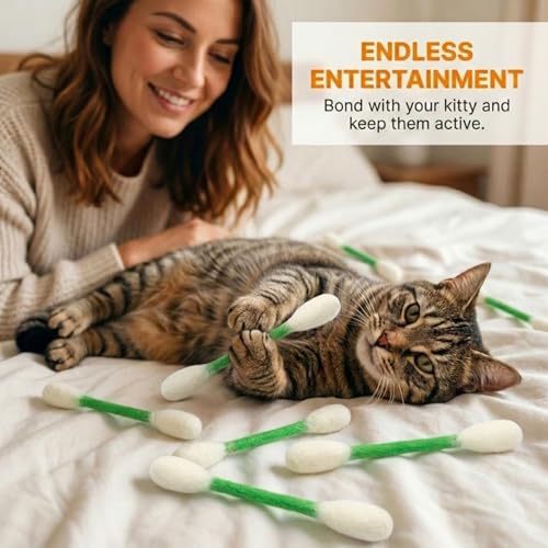 Glaciart One Swabs Cat Toys with Catnip - 6 Pk | Durable for Chew, Cute Cat Toys Interactive Kitty for Boredom, Exercise, & Play | Filled w/Organic Catnip for Anxiety & as Digestive Aid | Gift Idea - color: Green Swabs, size: Regular
