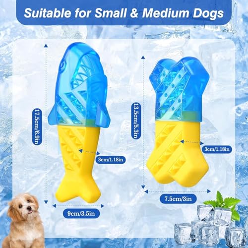 Pawaboo Dog Cooling Chew Toys, 2 Pack Freeze Pet Teething Toys for Cooling - color: Yellow+Blue