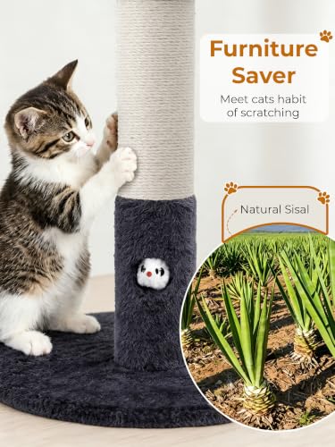 Woochpet Funny Cat Scratching Posts Sturdy Scratcher Posts 33'' Grey - color: Dark Grey, size: 33‘’