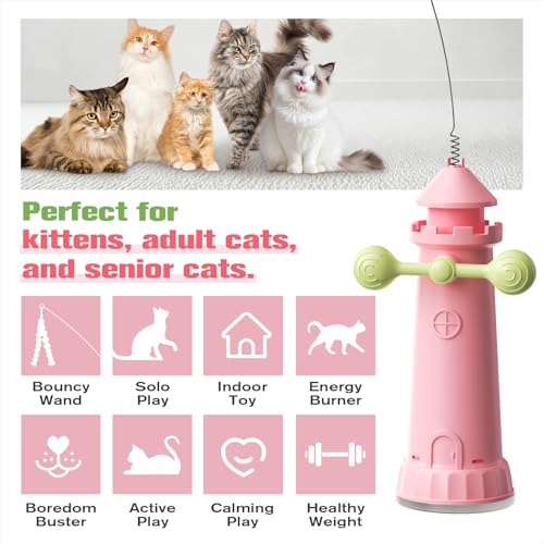 Interactive Cat Toy for Indoor Cats, Strong Suction Cup, Extra Yarn - color: Pink