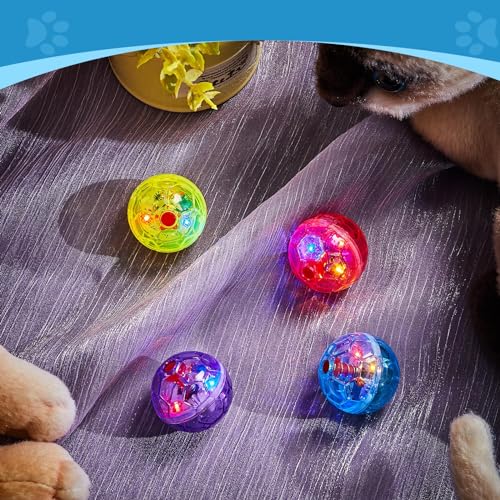 Frienda 4 Pcs Light up Cat Ball LED Motion Ghost Hunting Cat Ball, Bright - color: Bright
