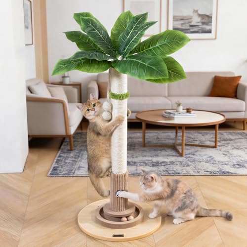 Woochpet 35"Cat Scratching Posts,Interactive Cat Toys For Indoor Large Cats - color: Beige