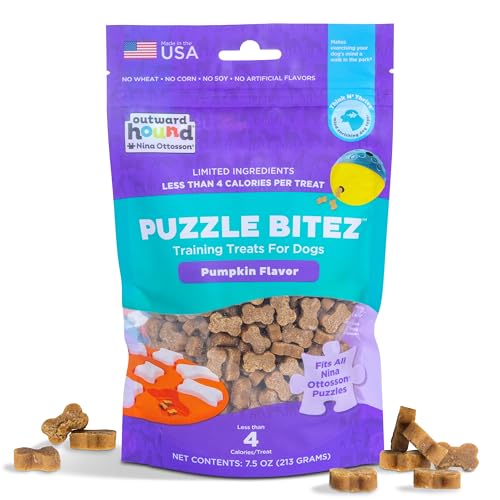 Outward Hound Nina Ottosson Puzzle Bitez Dog Treats, Pumpkin, 7.5 Ounce (Pack of 6) - size: 7.5 Ounce (Pack of 6), style: Pumpkin