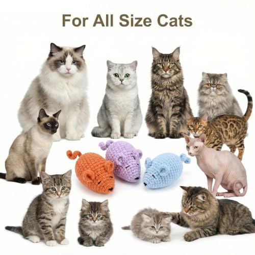 Cat Toys Mice, Catnip Toys Mouse for Indoor Cats, 3 Pcs - size: set2