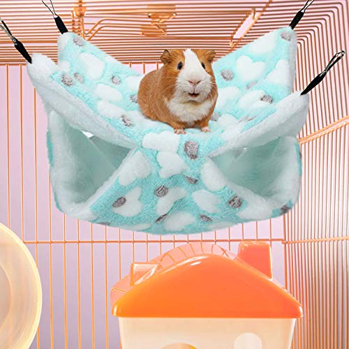 Boao 2 Pcs Guinea Pig Rat Hammock for Pet, Mint Green, Pink, Heart Pattern