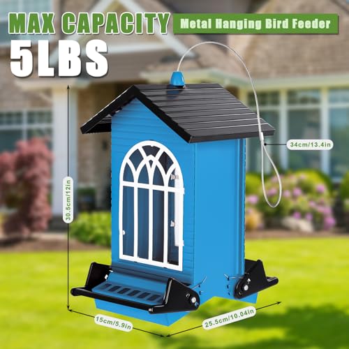 Gbekery Squirrel Proof Bird Feeders, 5LB Capacity, Weight-Activated, Blue - color: Blue