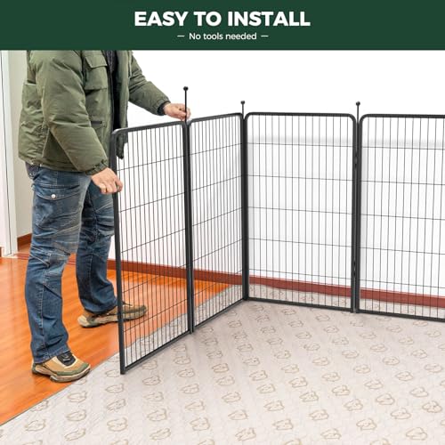 FXW Rollick Dog Playpen, Indoor, Yard & RV Camping, 45" H, 16 Panels - color: Black, size: 45"H