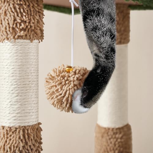Yaheetech 42in Brown Cactus Cat Tree Tower with Scratching Posts and Condo - color: Brown/Green