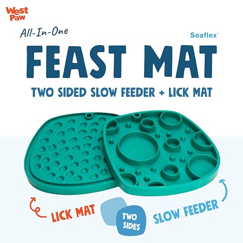 West Paw Seaflex Bubbles Feast Mat – All-in-One, Slow Feeder, Lick Mat – Encourages Foraging & Food Exploration - Engages Picky Eaters & Slow Feeding - Versatile – Easy to Clean, Non-Toxic - Kelp - color: Kelp, size: Bubbles