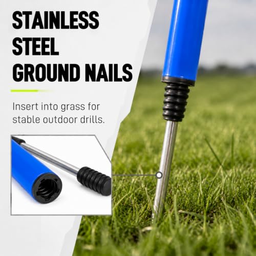 6 Pcs 5FT Adjustable Agility Training Poles for Soccer,Basketball,Football,Dog,Horse Training-Speed and Agility Training Equipment Sports Training Sticks with Stainless Steel Ground Nails - color: Blue