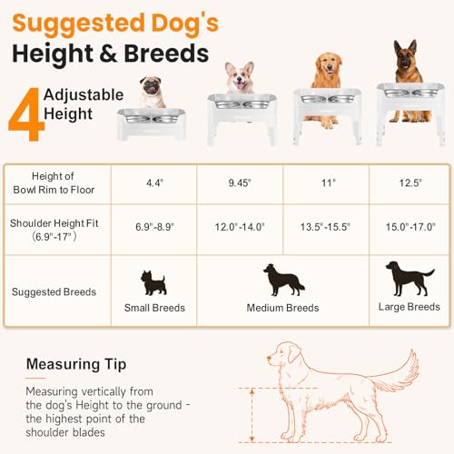 URPOWER Elevated Dog Bowls, 3-in-1 Double Deck Raised Dog Bowl Stand - color: Light Grey, size: Large