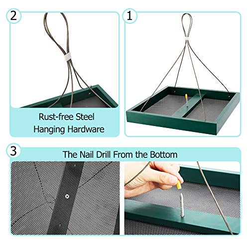 Solution4Patio 360° Viewing Outdoor Platform Bird Feeder, Rustproof Mesh - style: Green Platform
