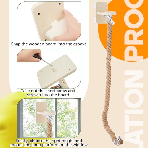 Weysat 2 Pcs Cat Climbing Rope Window Perch 59 Inch Wall Mounted Ladder