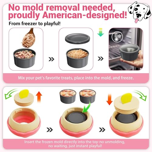 Dog Toys for Aggressive Chewers, Dog Enrichment Toys, Anxiety Relief for Dogs Toy, Indestructible Frozen Treat Toy National Pet Day Gifts for Large Dogs Peanut Butter Reduces Anxiety, Donut - color: Doughnut