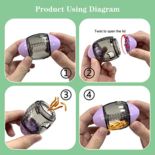 ALI2 Bearded Dragon Feeder Toy Rugby Shape, Reptile Interactive Enrichment Toy for Lizard, Gecko and Small Animals - color: Purple