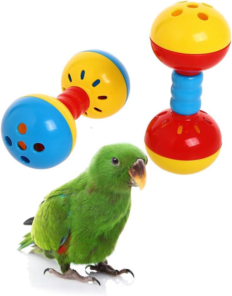 QBLEEV 2 Pack Parakeets Conures Foot Toys, Bird Rattles Bells Play Gym Toy - color: Rattles Balls