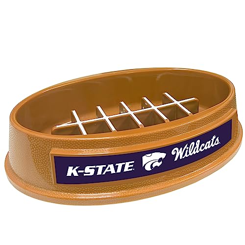 NCAA Super-Bowl - Kansas State Wildcats Slow Feeder Dog Bowl. Football Design Slow Feeding Cat Bowl for Healthy Digestion. Non-Slip Pet Bowl for Large & Small Dogs & Cats - color: Kansas State Wildcats