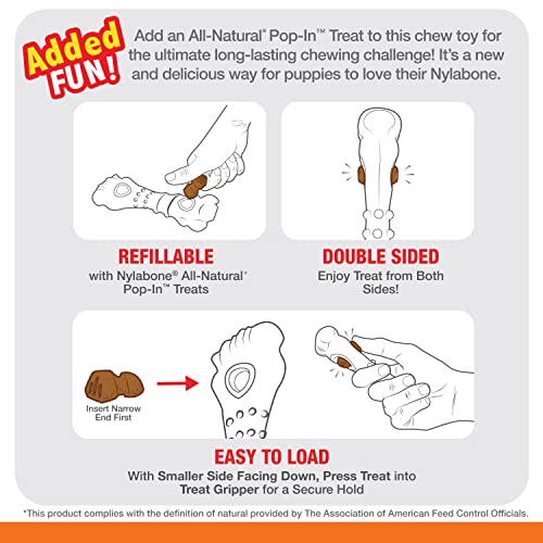 Nylabone Power Chew Knuckle Bone & Pop-in Dog Treat Toy & 30 Treat Refills - size: Large