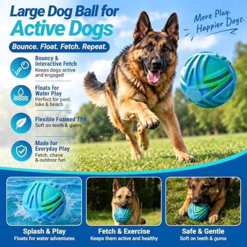 Dog Ball for Large Dogs, 7-Inch Floating Fetch Ball, Blue Ombre - color: Blue & Green Swirl