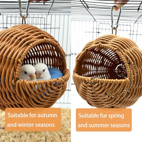 Rattan Bird Nest for Cage Hanging Parakeet Bed Hammock Hideout - style: Half-circular opening