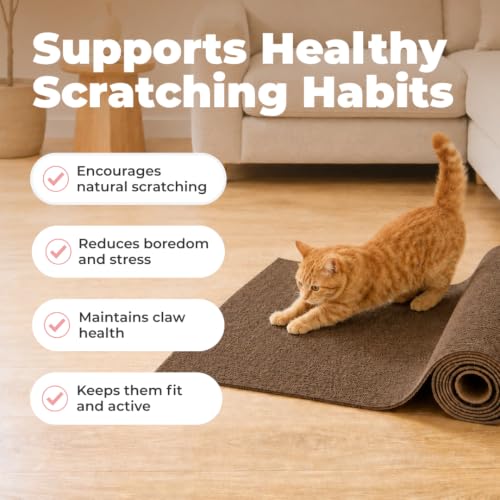 Catify Peel & Stick Cat Scratching Mat - Brown, L:78" - color: Brown Mat - L: 78"