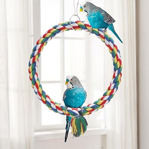 Wontee Bird Swing Colorful Rope Perch Climbing Toy for Parrots (S 7.5inch) - size: Small (7.5 inch)