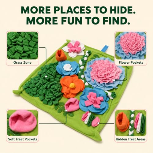 Snuffle Mat for Dogs, Interactive Dog Puzzle Toy & Slow Feeder - size: 19.7"L x 19.7"W