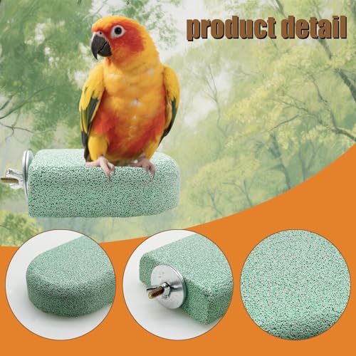 Pet Teeth Grinding Stone and Perch, Bird Perch Stands, Natural Chewing Toys for Small Medium Birds Budgies Conures Cockatiels Rats (4 Colores, Small) - color: 4 Colores, size: Small