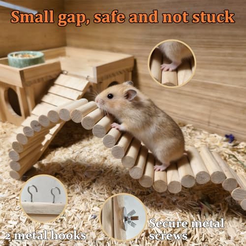 15.7x2.4In Wood Hamster Bridge Climb Toys for Rat Gerbil Sugar Glider Mice
