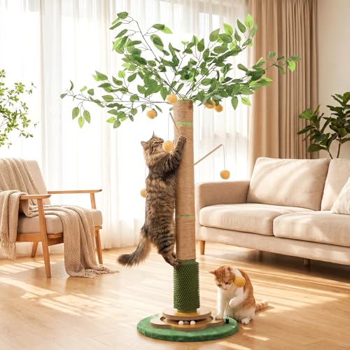 Tall Cat Scratching Post 51 Inch, Sisal Rope Cat Scratcher Tree