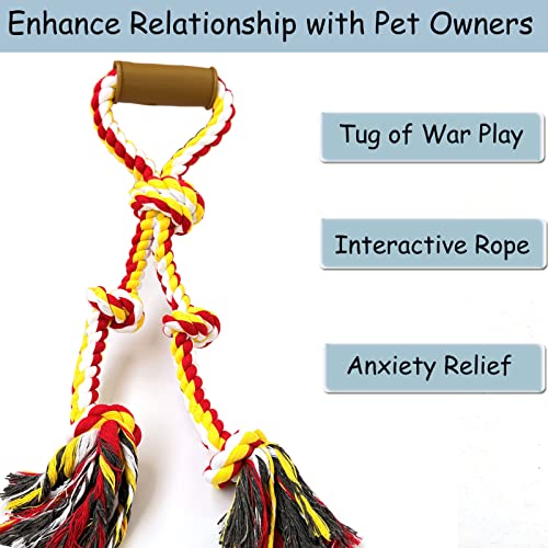 Extra Large Dog Rope Toys for Aggressive Chewers - Tug of War, Interactive, Heavy Duty, Outdoor, Medium to Large Breed Dog Chew Rope with Handle - color: yellow