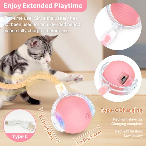 Cat Toys for Indoor Cats Smart Automatic Ball Moving Chase Dogs Toy, Pink - color: B3-Pink Dragonfly