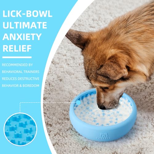Dog Lick Bowl, Bestalk Anxiety Relief Lick Mat for Dogs, Non-Slip Freeze Licking Bowl Enrichment Puzzle Feeder for Distraction, BPA Free Silicone, Dishwasher Safe (Light Blue,L) - color: Light blue, size: Large