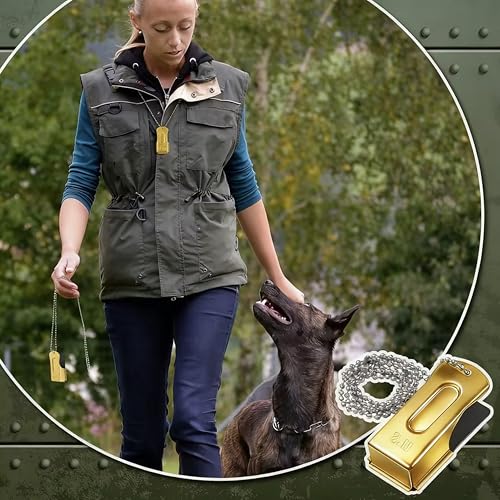 Jenaai 3 Pieces Brass Dog Training Clicker with Chain for Dogs Cats, Gold - color: Gold