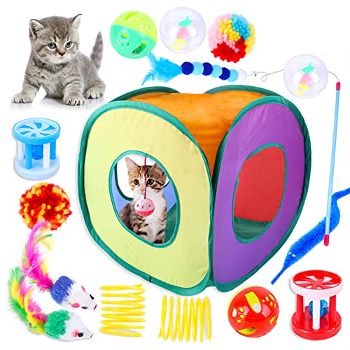 Cat Play Tunnel,Occupiedpet Collapsible Cube Tent with 3 Entry Points - color: 15 Pieces