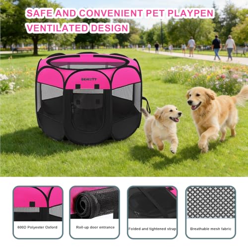 Dog Cat Playpen, Puppy Pet Crate Tent Cage, Home Enclosure Kennel - color: Rose, size: S(29"L x 29"W x 17"H)