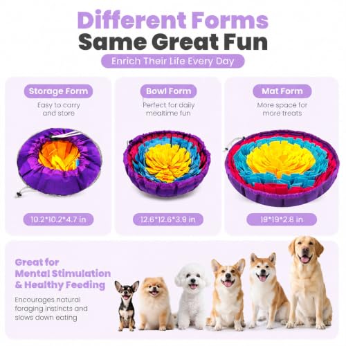 Snuffle Mat for Dogs, 19"x19" - Slow Feeder Bowl & Interactive Dog Puzzle Toy, Enrichment Sniffing Mat for Mental Stimulation, Nosework Foraging Treat Game for Small Medium Large Breed Puppy Cats