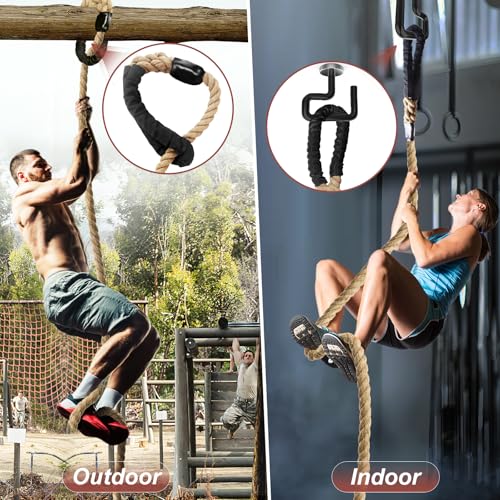 Climbing Rope Gym Exercise Ropes - 1.5 Inch Diameter 10FT 15FT 20FT 25FT 30FT 35FT 40FT 50FT Climb Rope for Fitness & Strength Training, Workout Climbing Rope for Adults Home Indoor or Outdoor - style: 1.5inch-50ft