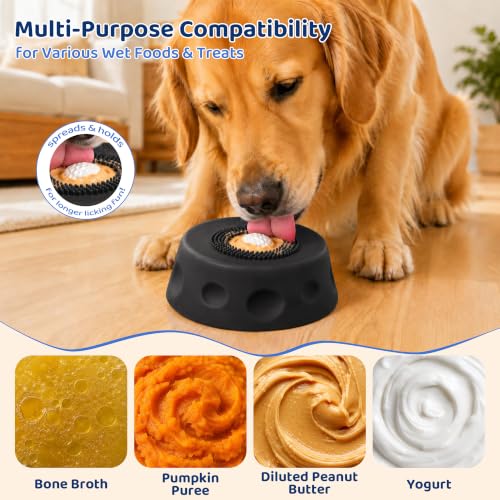 Rolling Ball Slow Feeder Dog Lick Bowl, Interactive Anti-Choking Licking Bowl (Black)