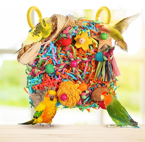 Bird Toys, Parakeet Toys Bird Foraging Toys Grass Mat Climbing Wall for Parakeet,Parrot,Cockatiel,Conure,Lovebird,Budgie Cage Small to Medium Birds (Twinkle Star) - color: Twinkle Star