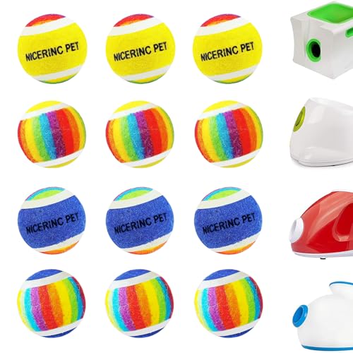 X-Small Dog Tennis Balls Dog Toys Ball 1.5" Pack of 12, Fit Ball Launchers - color: Yellow&Blue Rainbow tennis balls