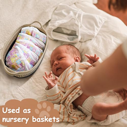 Small Dog Toy Basket for Pet Toy Storage Woven Baskets for Organizing - color: dark&light Beige