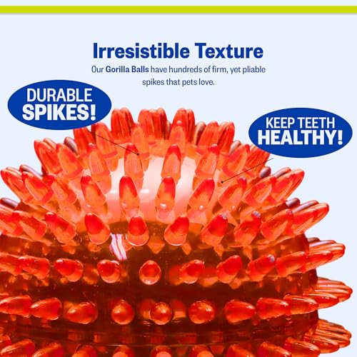 PetSport Gorilla Spiky Ball 2” - Spiky Rubber Dog Ball Toy, Interactive Puppy Toy for Small Dogs and Puppies, TPR Rubber, Vanilla Scented - 2 Inch, Small - color: Assorted, size: 2 Inch - Small
