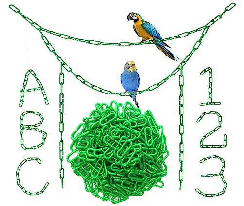 200Pcs Green C-Clips Plastic Chain Links for Birds & Small Pets - color: Green, size: 200Pcs